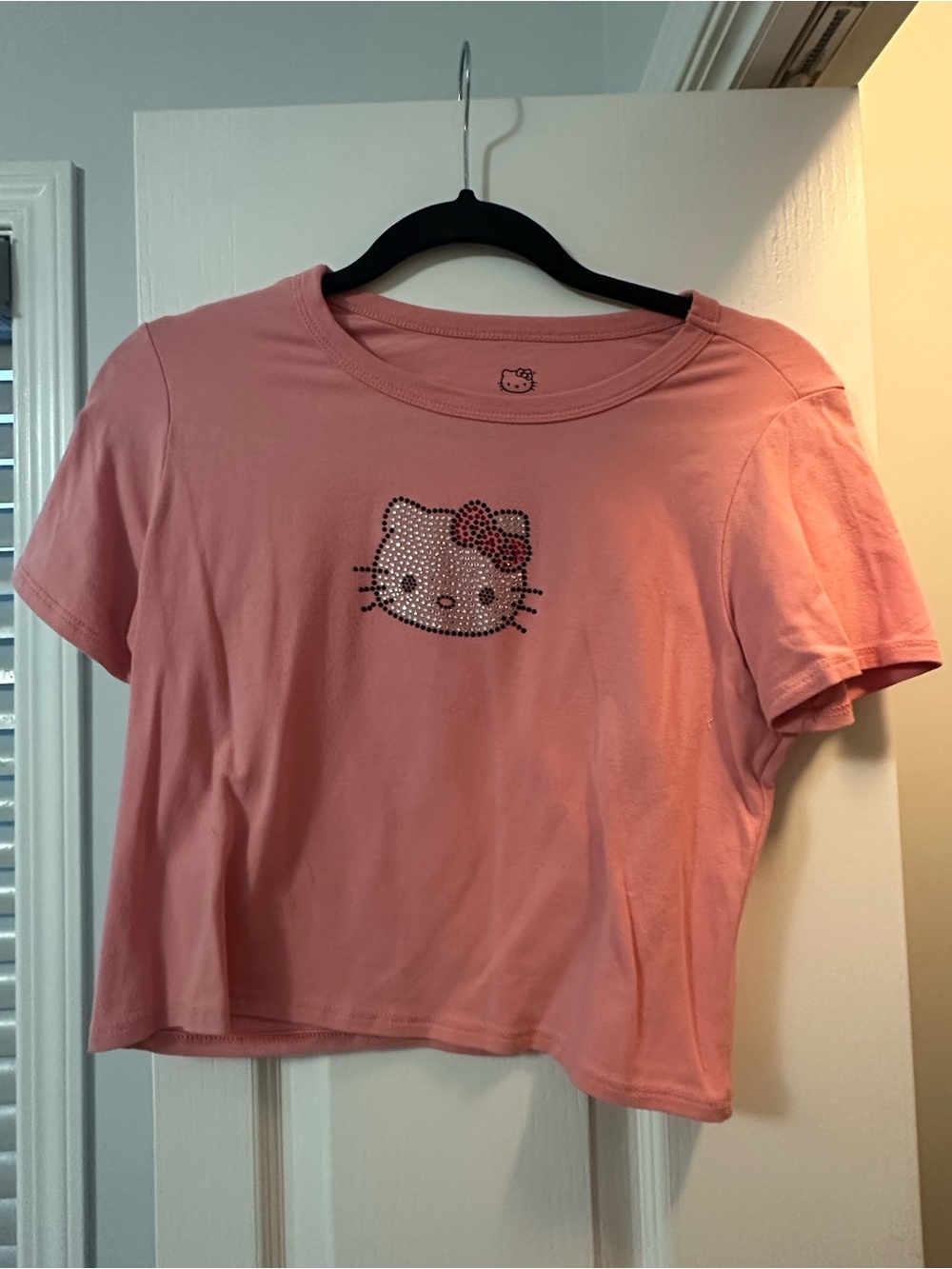 Hello Kitty Pink Rhinestone Cropped BabyTee